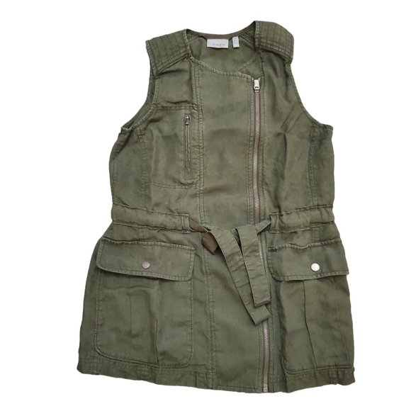 Athleta Wanderabout Style# 594950 Linen Green Tunic Vest Women's Size XXS A6 - Picture 1 of 8